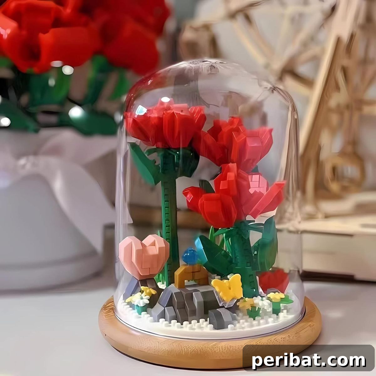 DIY flower bouquet block architecture set, creative building gift, fun activity for girlfriend