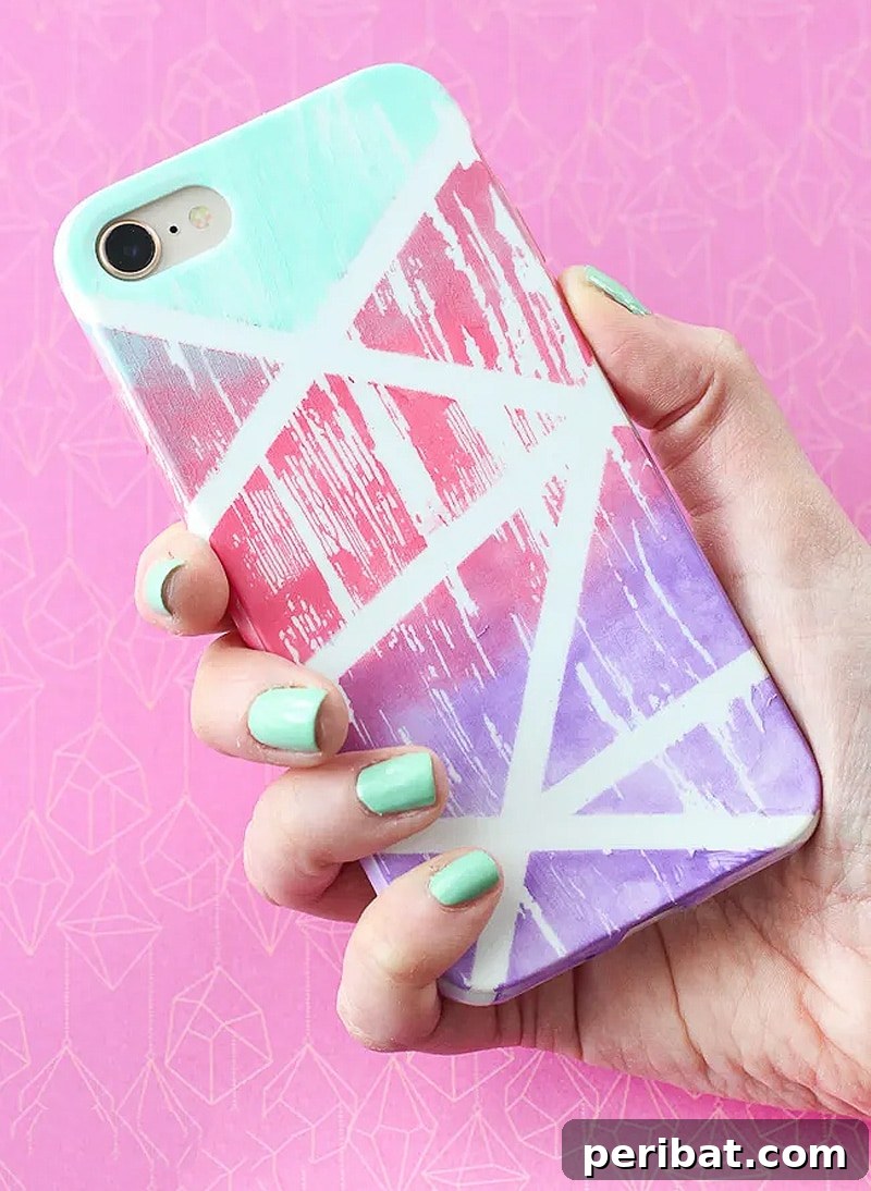 Your Phone Your Canvas 45 DIY Case Crafts 11 An abstract gradient painted phone case, blending harmonious colors into a smooth transition, creating a modern and artistic look.