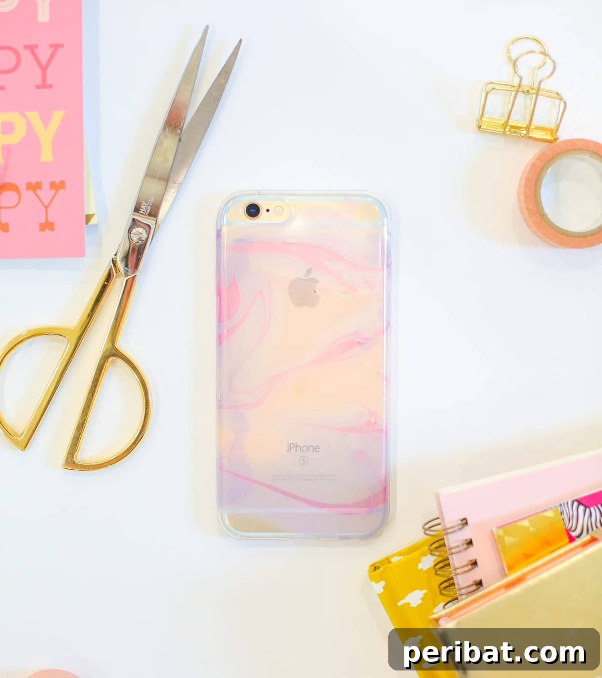 Your Phone Your Canvas 45 DIY Case Crafts 13 A chic nail polish marbled cell phone case, showcasing swirling patterns of various colors creating an elegant, stone-like effect.