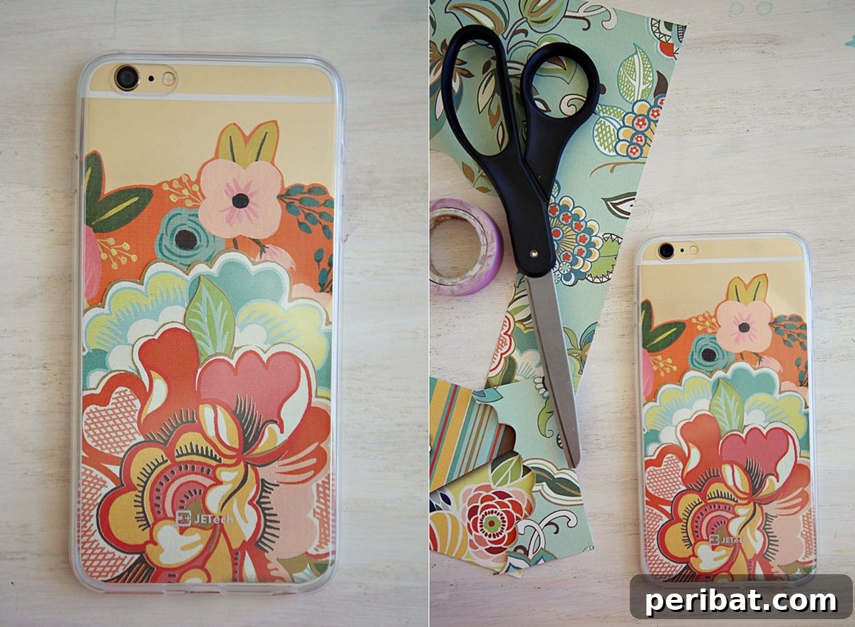 Your Phone Your Canvas 45 DIY Case Crafts 6 A vibrant collage phone case showcasing a mosaic of images, patterns, and memorable snippets, reflecting a rich personal narrative.