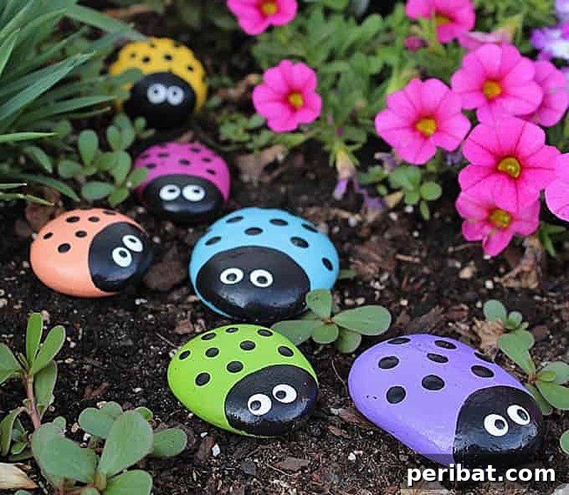Creative Painted Rocks: Ideas, Projects, and Starter Kits 11 A collection of colorful ladybug-painted rocks