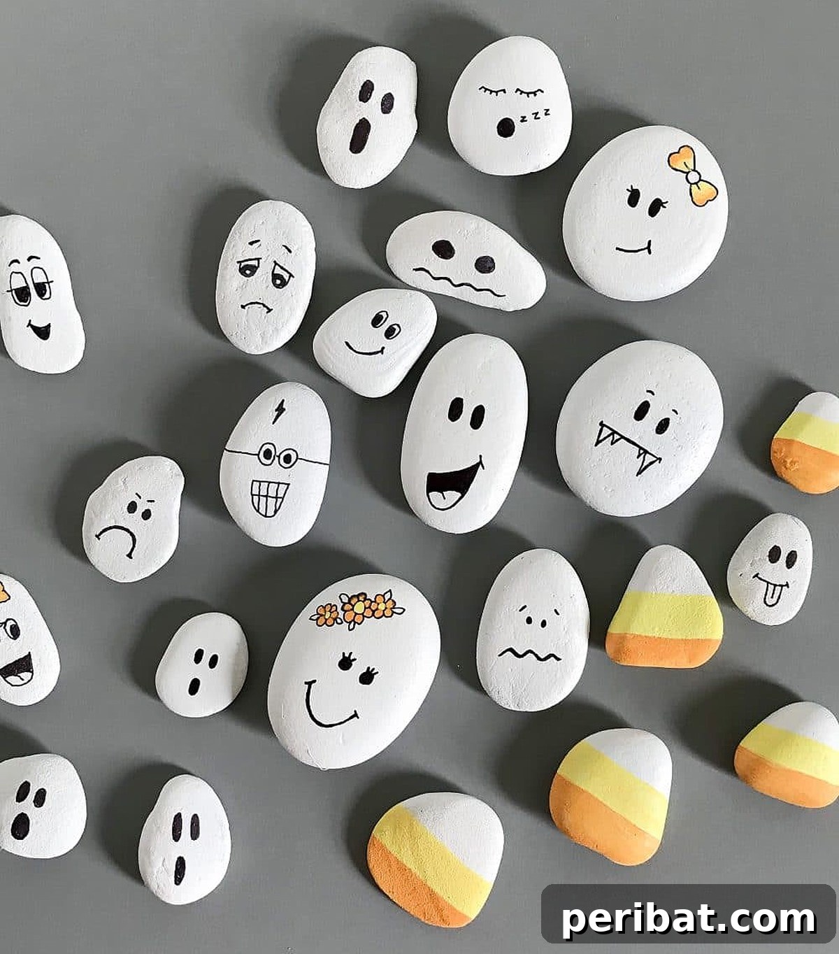 Creative Painted Rocks: Ideas, Projects, and Starter Kits 27 Spooky and fun painted ghost rocks for Halloween decoration