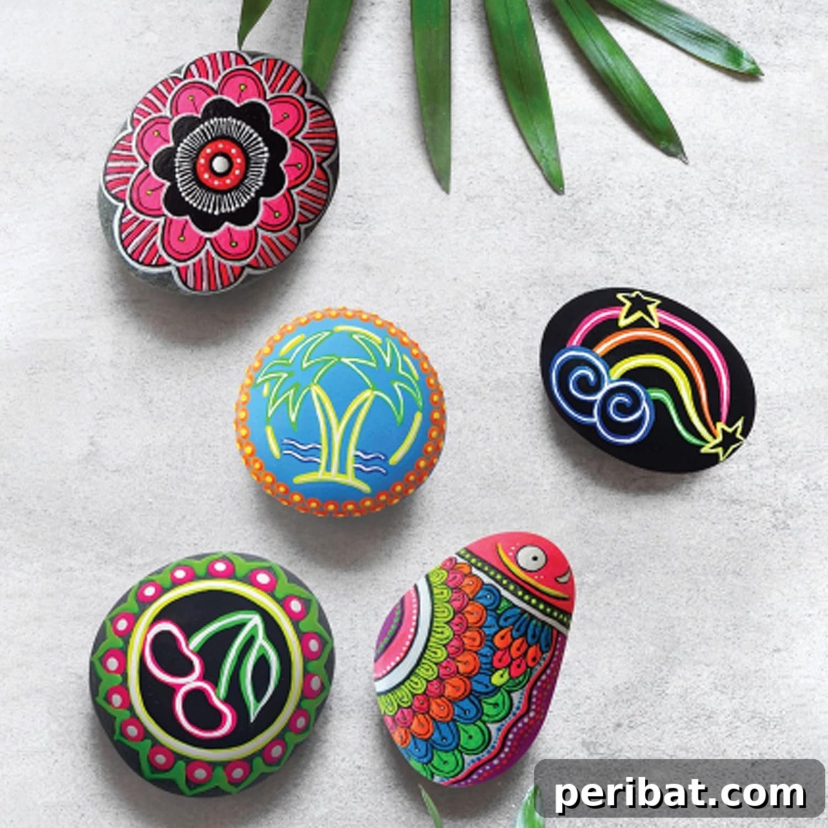 Creative Painted Rocks: Ideas, Projects, and Starter Kits 47 A comprehensive neon rock painting kit with various supplies