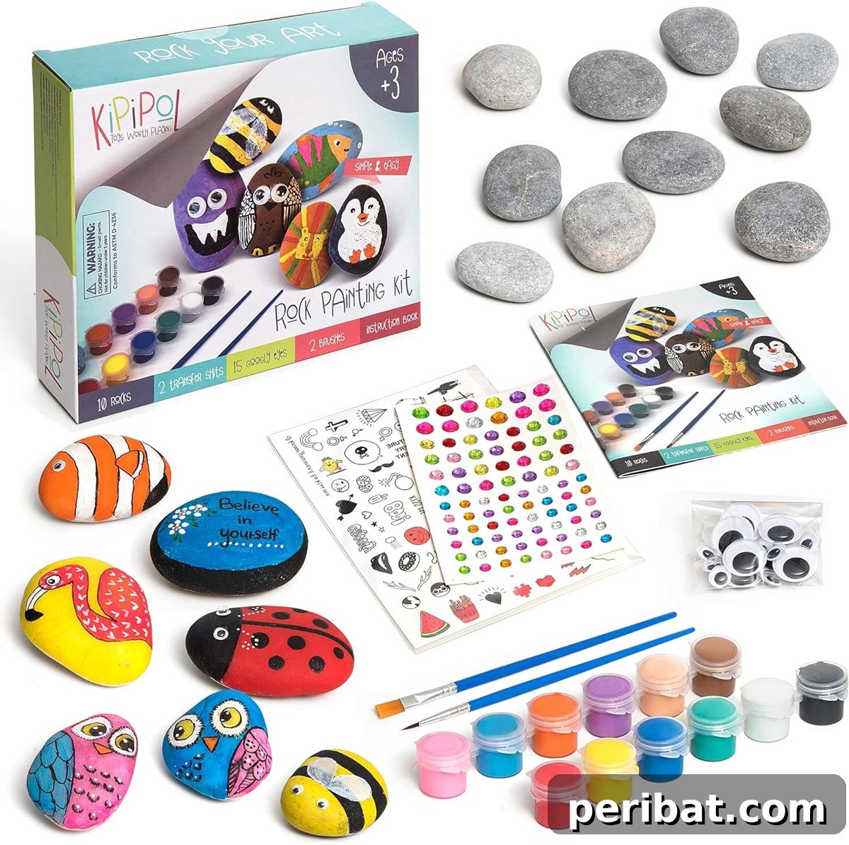 Creative Painted Rocks: Ideas, Projects, and Starter Kits 48 A colorful DIY rock painting kit designed for kids