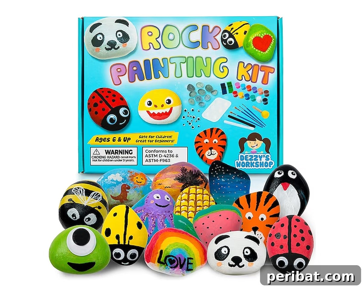 Creative Painted Rocks: Ideas, Projects, and Starter Kits 51 Dezzy’s Workshop Rock Painting Kit with paints and googly eyes