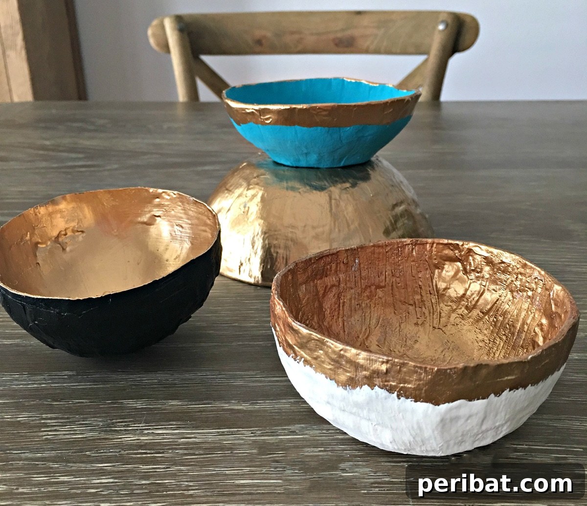 Handcrafted paper mache bowl displaying unique texture and design
