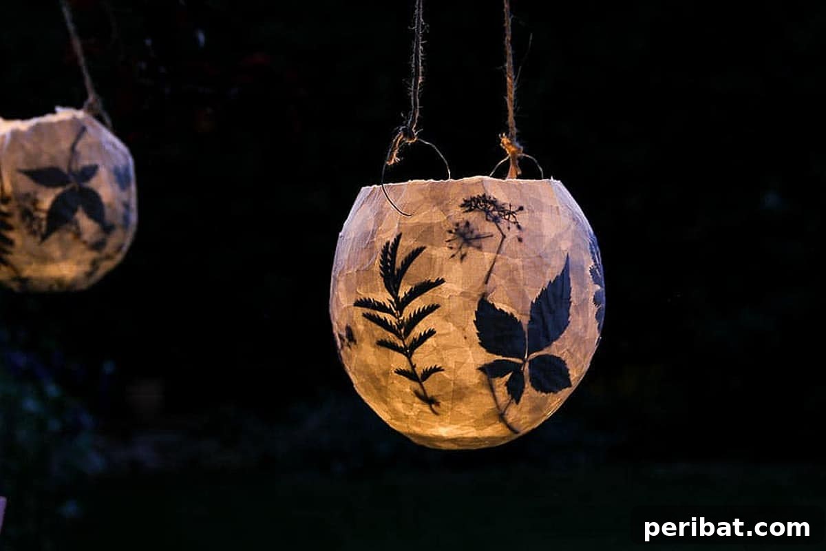 Enchanting DIY pressed flower lanterns crafted with paper mache, glowing softly