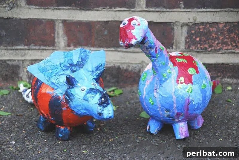 Engaging paper mache Dino Bank, perfect for encouraging saving in kids