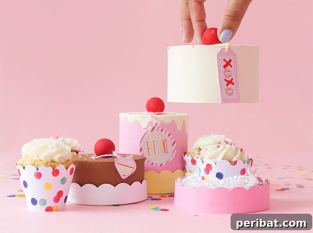 Adorable paper mache cake box adorned with craft paint and wooden knobs