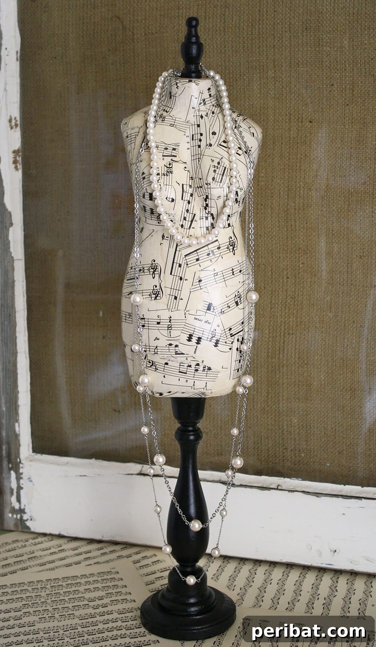 Unique sheet music mannequin jewelry stand project