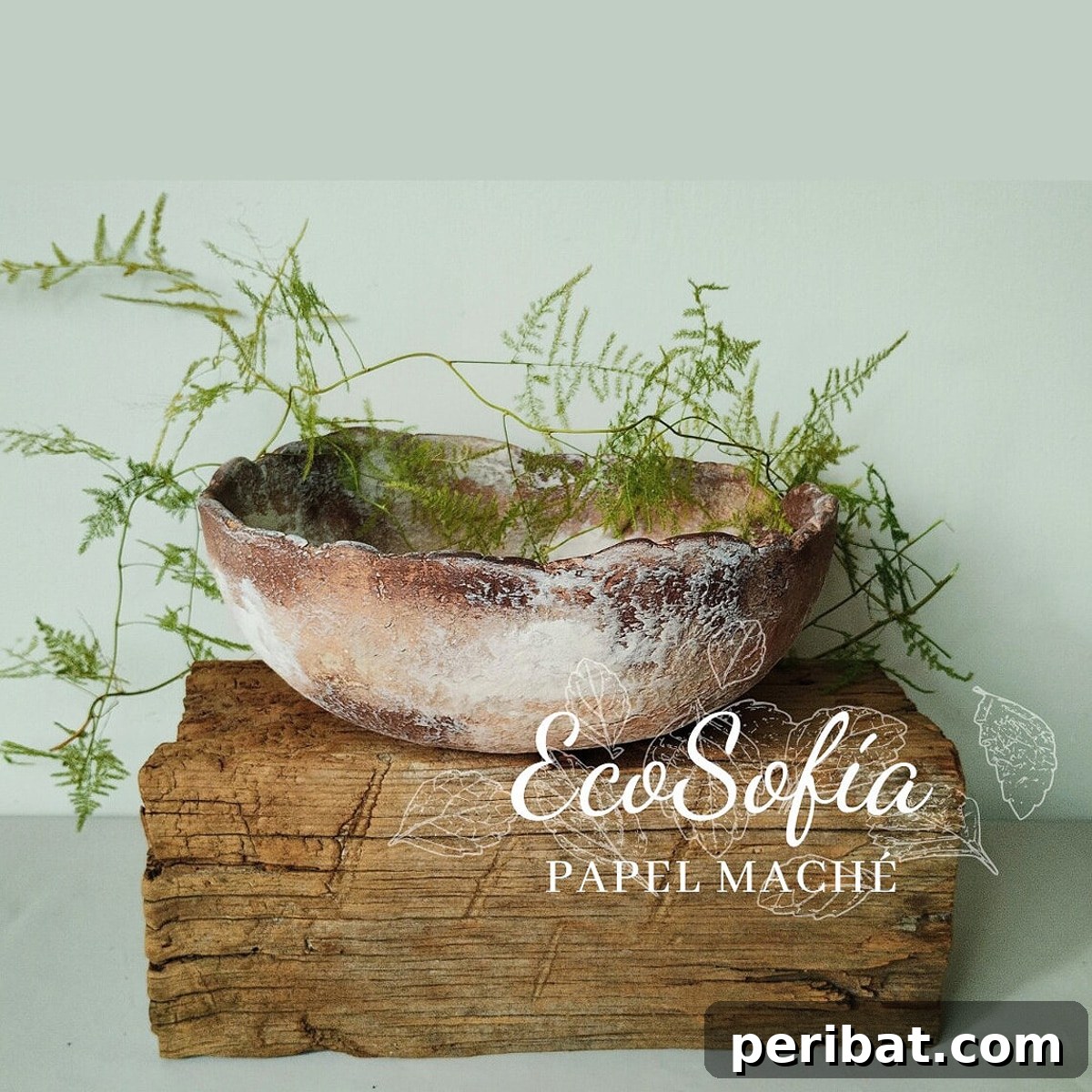 Rustic style paper mache bowl with natural textures, ideal for farmhouse decor