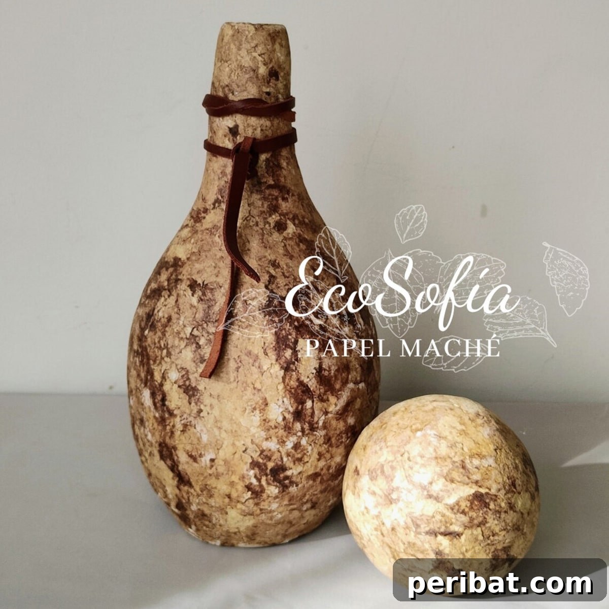 Elegant paper mache vase and decorative ball set with unique textures