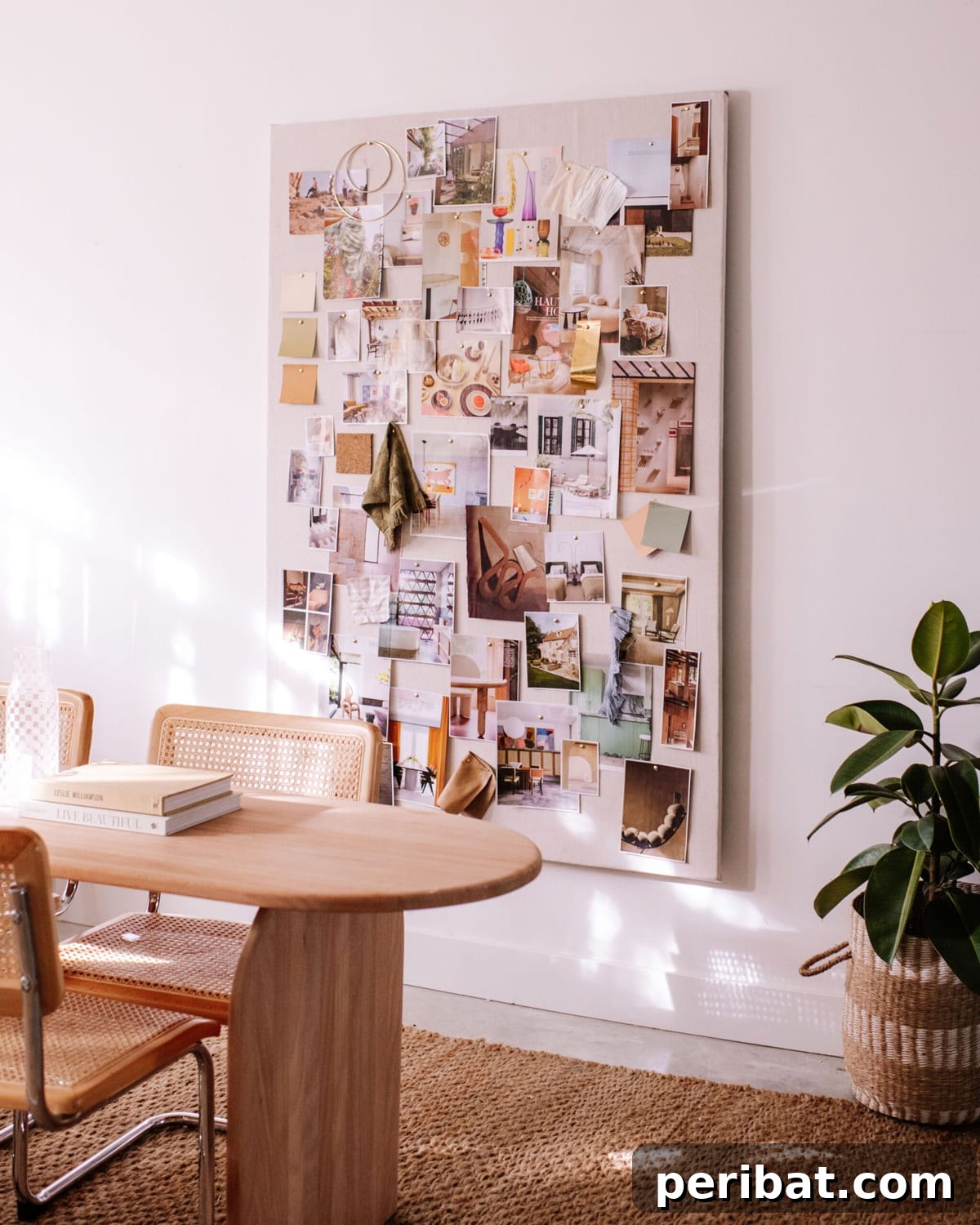 27 Creative DIY Pinboard Projects 16 Oversized inspiration pinboard made from a foil board and canvas drop sheet