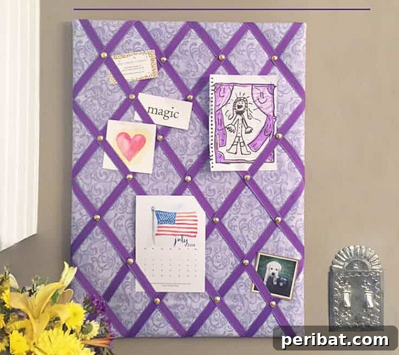27 Creative DIY Pinboard Projects 19 Elegant DIY ribbon bulletin board with a diamond pattern