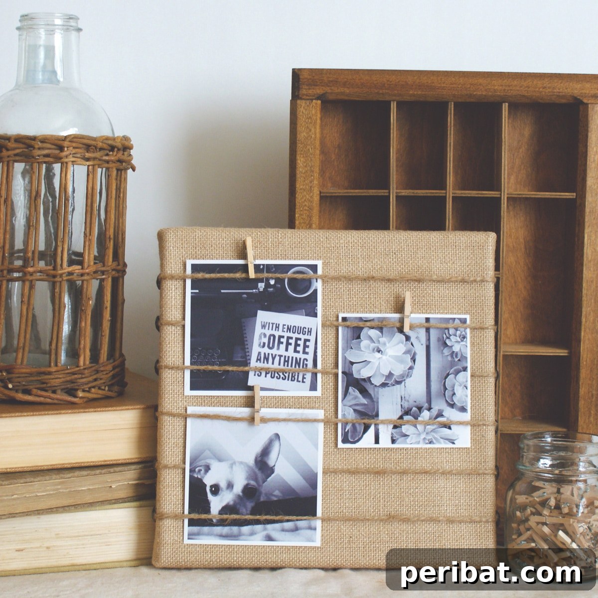 27 Creative DIY Pinboard Projects 21 Rustic DIY burlap memo board with twine and mini clothespins