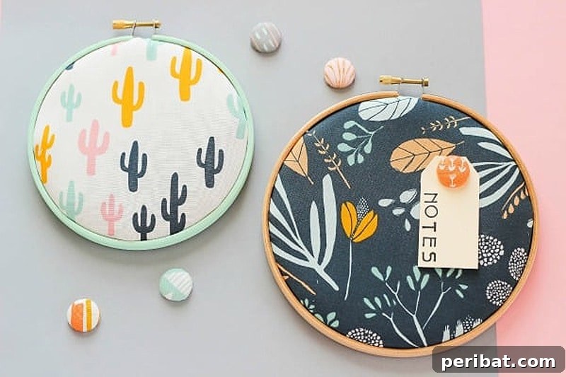 27 Creative DIY Pinboard Projects 22 Innovative embroidery hoop cork memo board with decorative thumbtacks