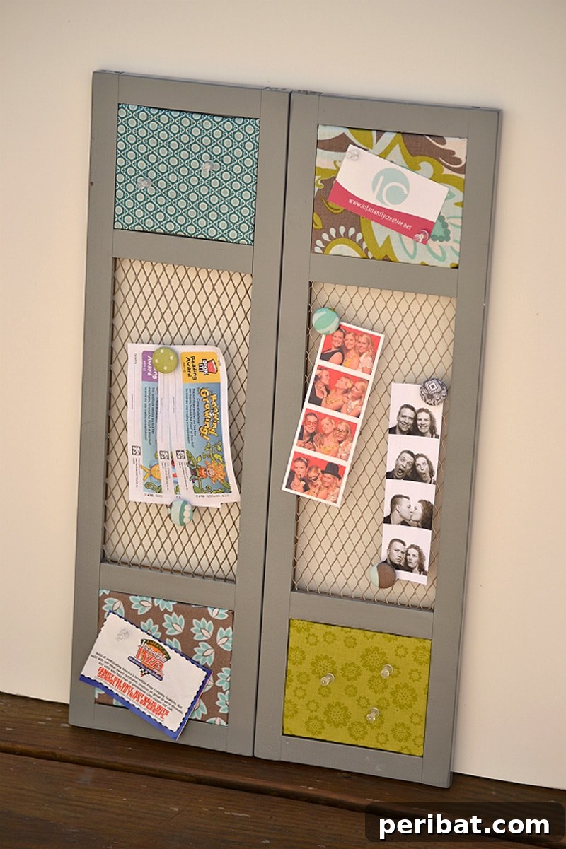 27 Creative DIY Pinboard Projects 4 DIY magnetic cork board crafted from old cabinet doors