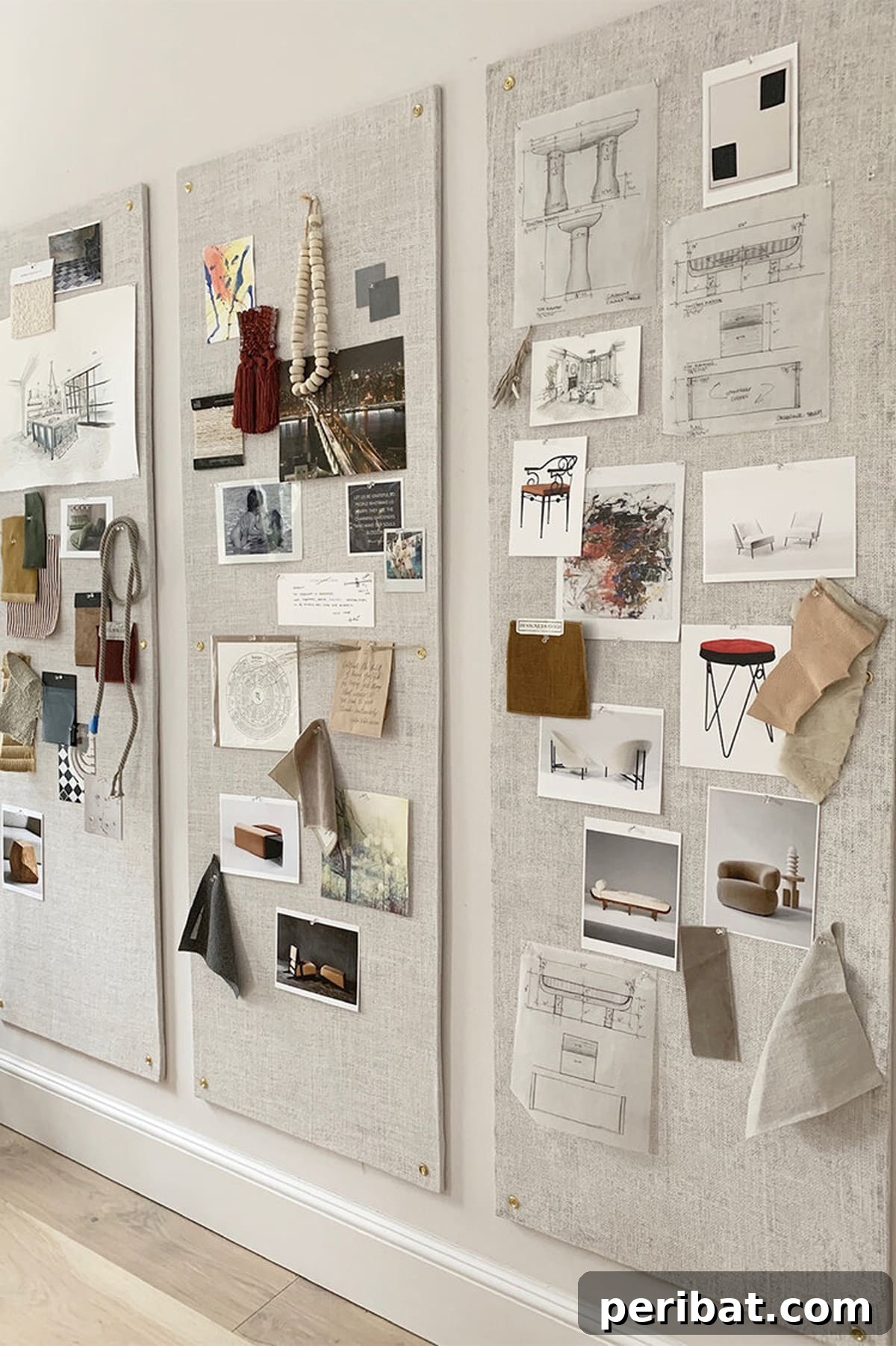 27 Creative DIY Pinboard Projects 7 Affordable DIY pinboard with rustic charm made from foam insulation and utility fabric
