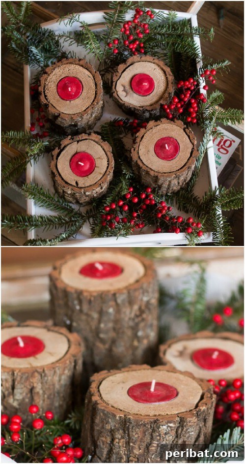 Rustic Wood Candle Holders