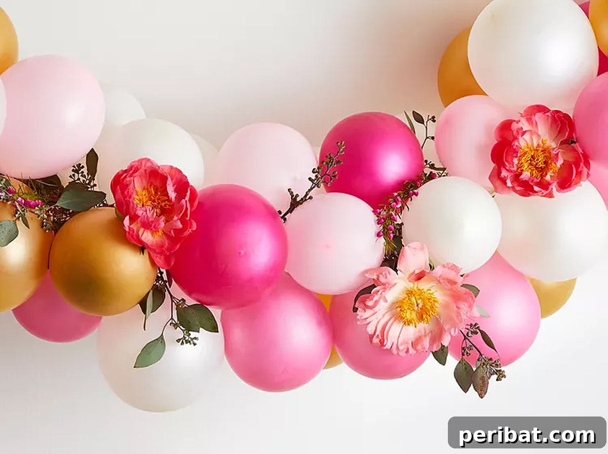 Stunning DIY Balloon Garlands: 27 Ideas & Starter Kits 17 balloon garland boasts pink and gold hues