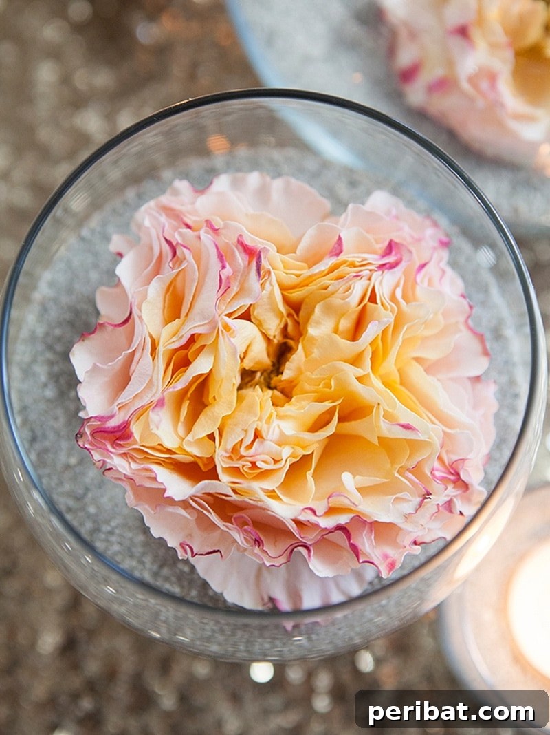 Beach-chic DIY flower and sand centerpieces in glass vases