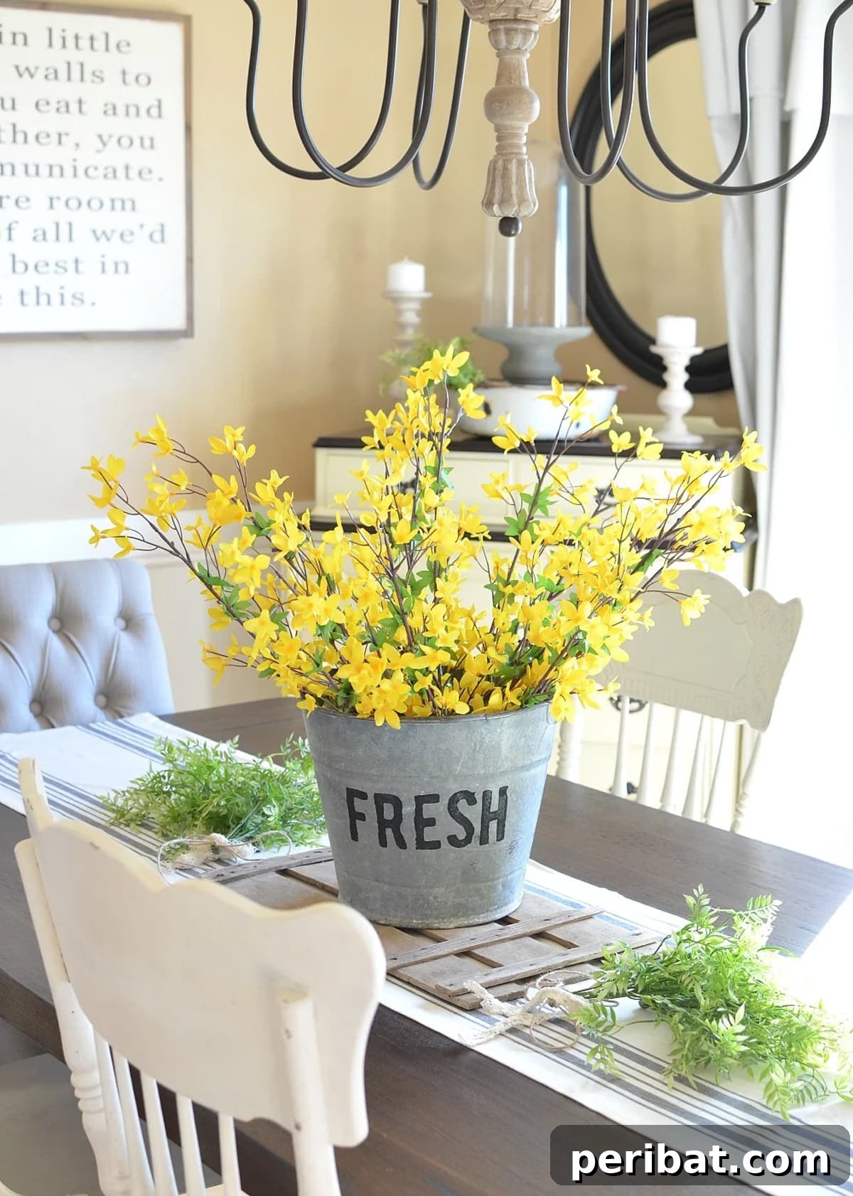 Rustic DIY galvanized bucket of flowers centerpiece for a charming wedding
