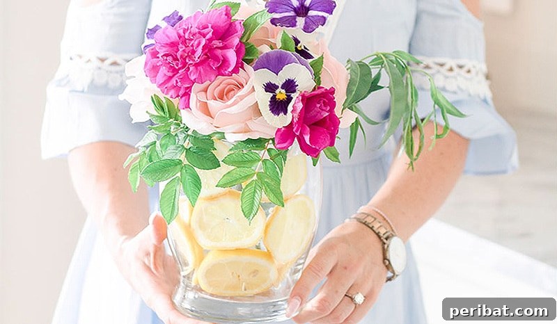 Fresh and vibrant floating lemon vase centerpiece for summer weddings