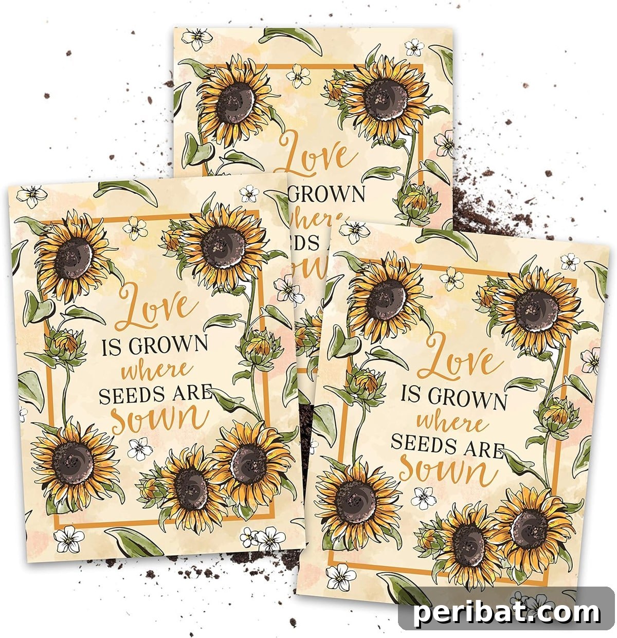 Charming sunflower seed packets as party favors, symbolizing growth and happiness.