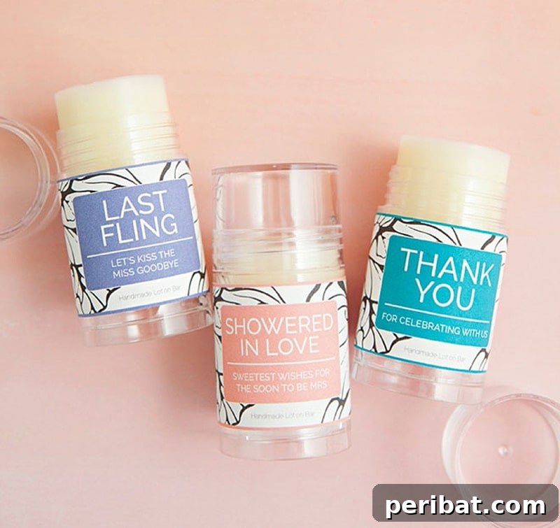 Personalized push-pop lotion bar, crafted from natural ingredients, a unique and luxurious DIY party favor.