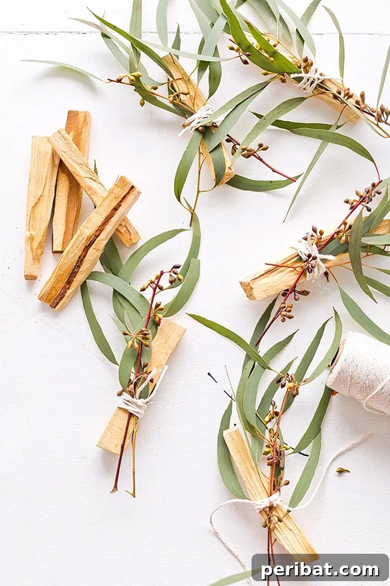 Aromatic palo santo bundles crafted with dried flowers and twine, perfect for unique party favors promoting relaxation.