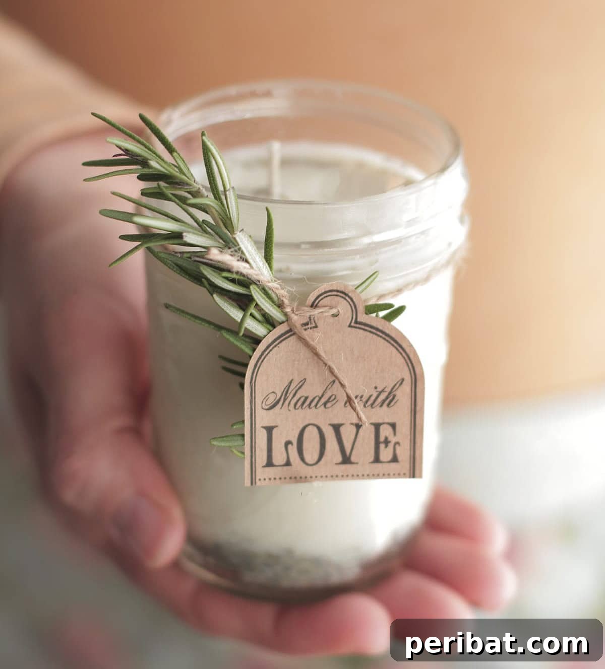 Homemade candles for beginners, featuring a soothing lavender and rosemary scent, ideal as unique party favors.