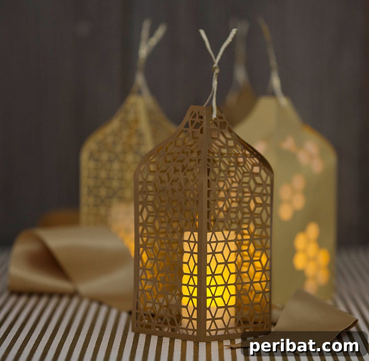 paper-cut honeycomb lanterns
