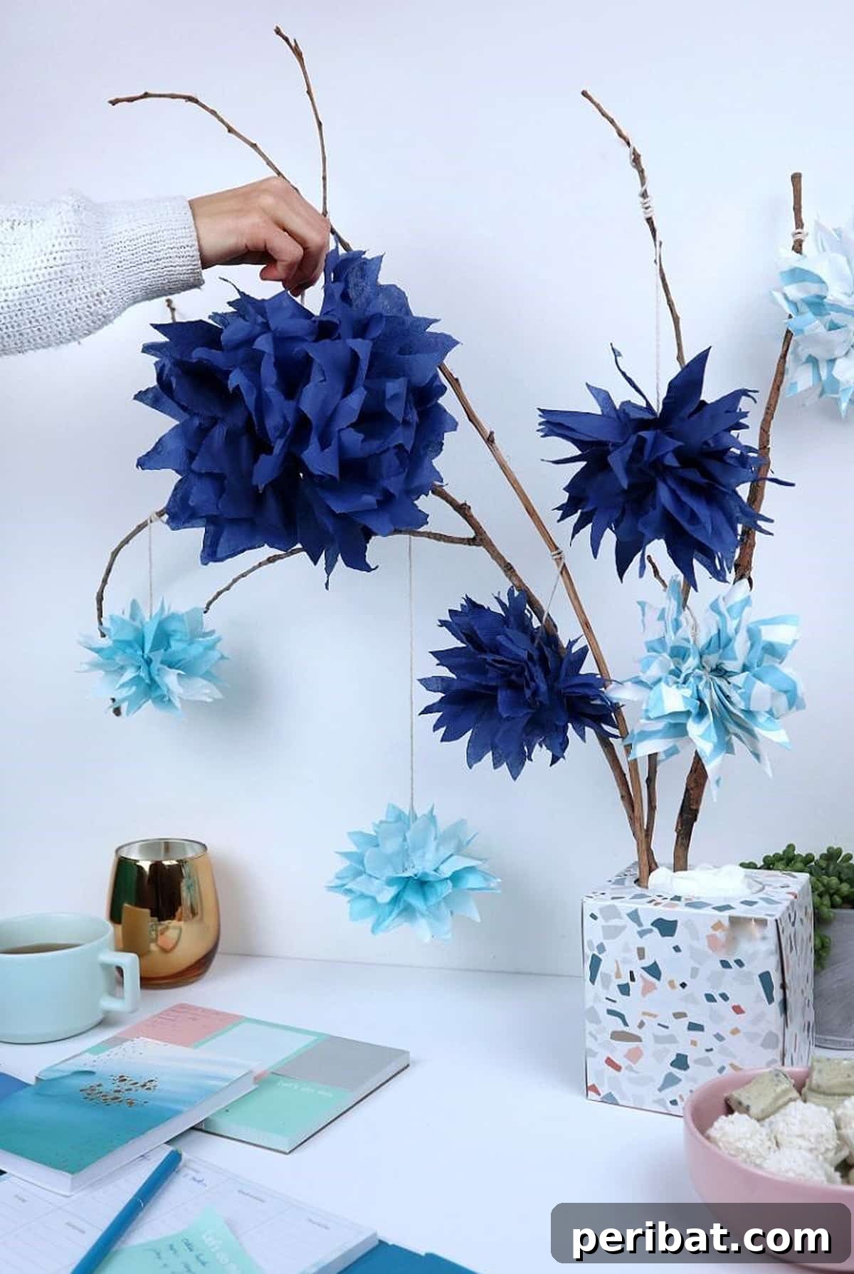 tissue paper pom poms