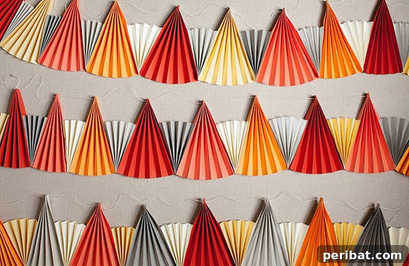 garland of colorful paper fans