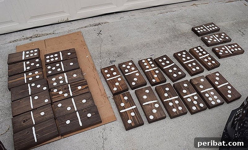set of giant wood lawn dominoes
