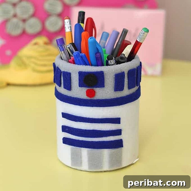 R2-D2-inspired pencil holder