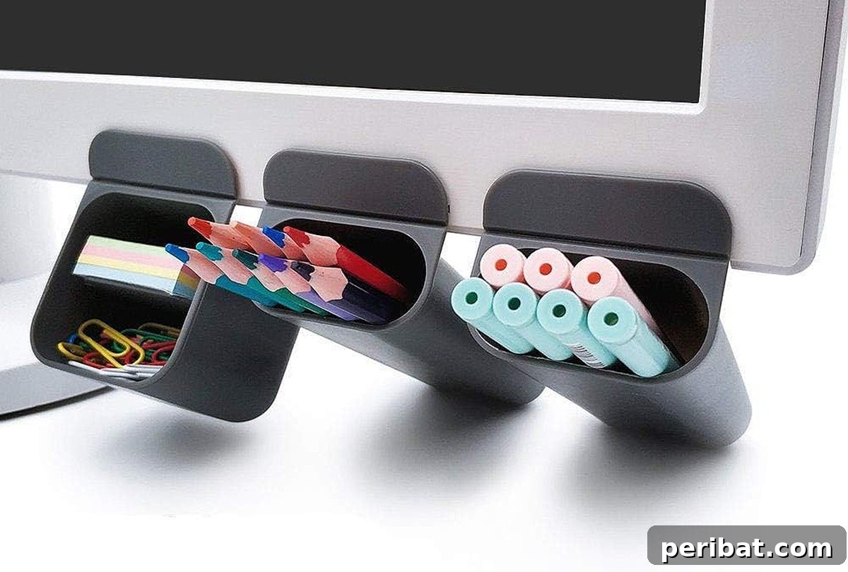 goblin treasures creative screen pencil holders on desktop