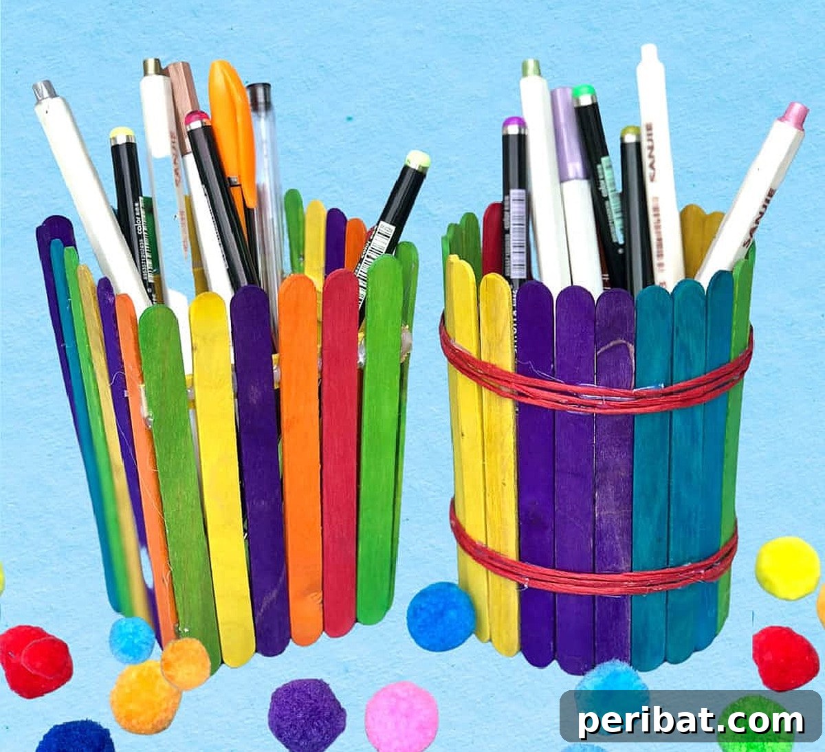 rainbow popsicle stick pencil holder