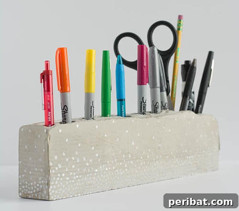industrial-chic cement pencil holder