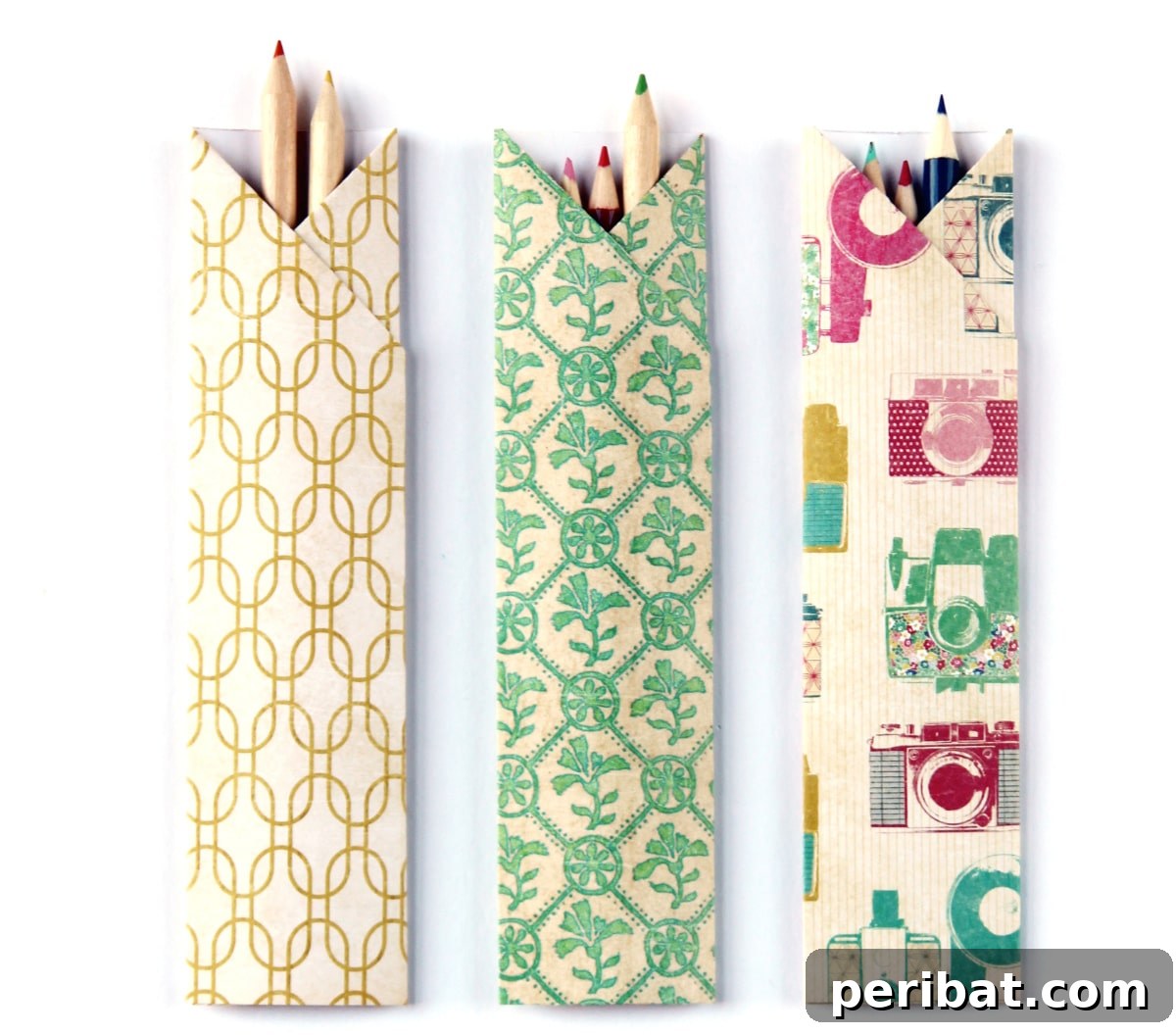 three origami pencil holder