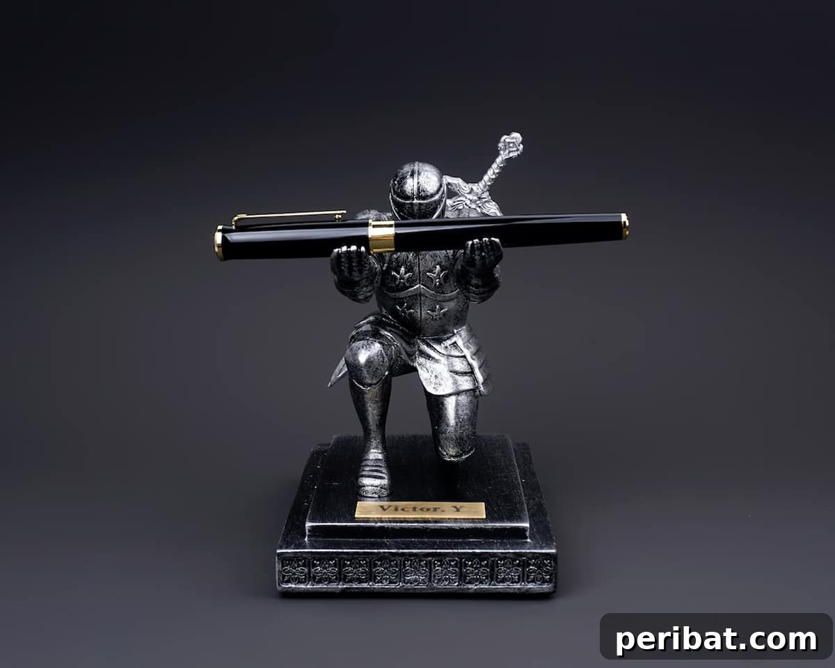personalized knight-inspired pen holder