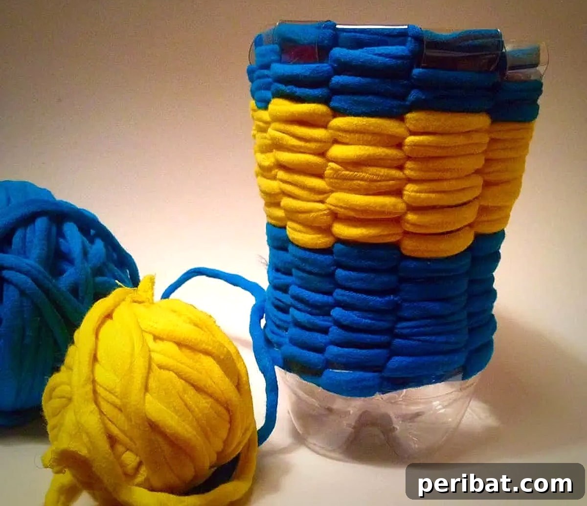 pencil holder from plastic bottles