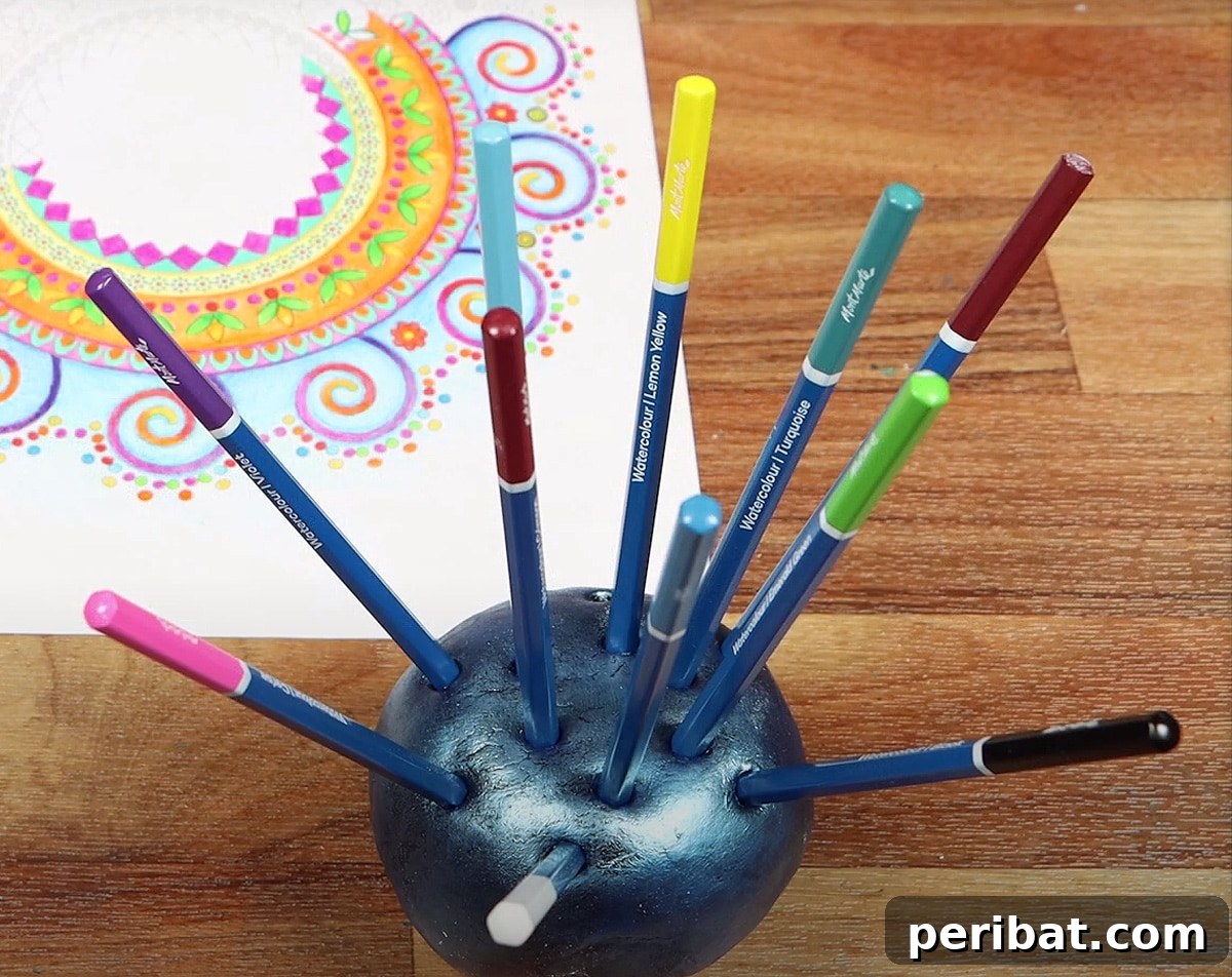 pencil holder crafted from clay