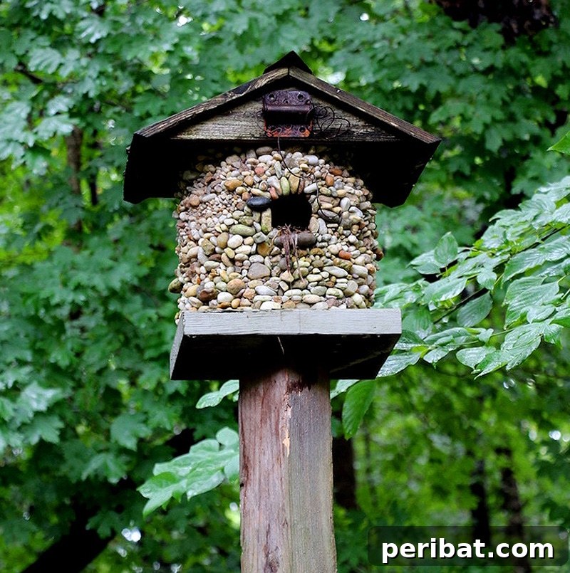 45 Creative DIY Birdhouse Projects 39 stone-covered birdhouse