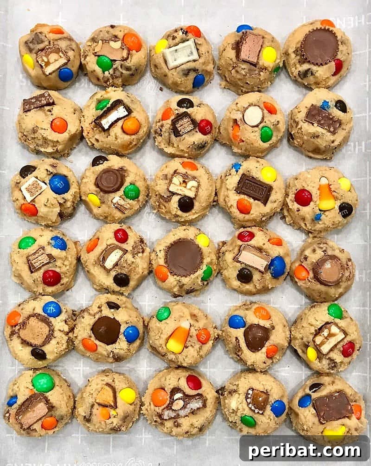 42 Spooktacular DIY Halloween Cookie Treats 17 Halloween candy cookie dough with various candies mixed in