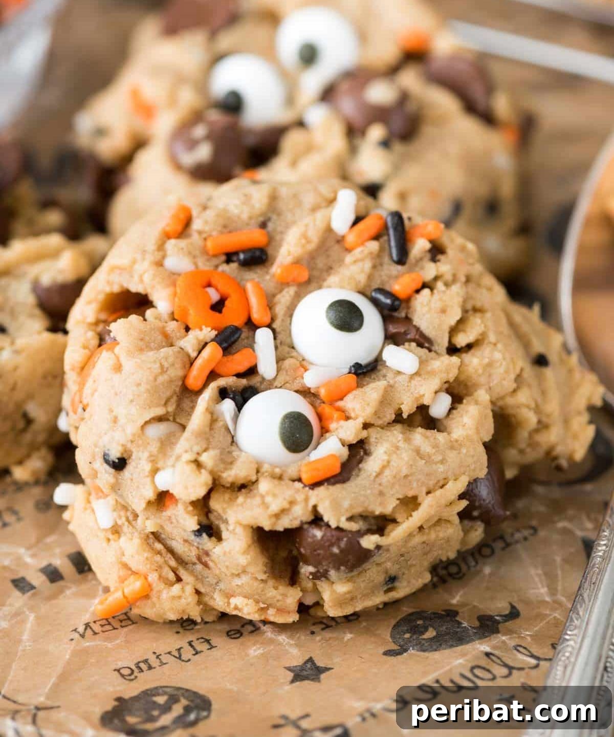 42 Spooktacular DIY Halloween Cookie Treats 38 Peanut butter pudding cookie monsters with vibrant blue frosting