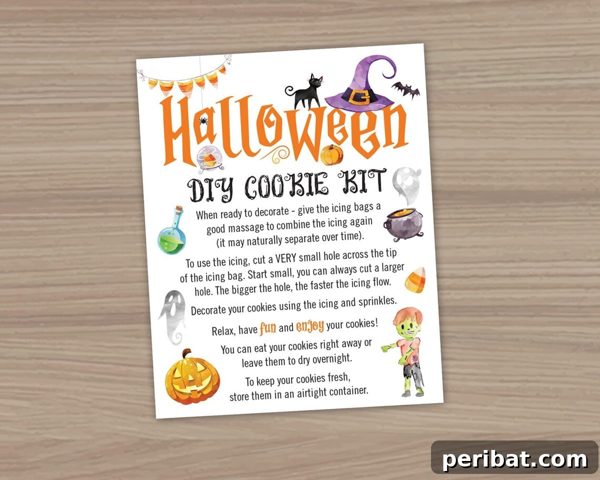 42 Spooktacular DIY Halloween Cookie Treats 40 Cookie kit instructions card for Halloween DIY