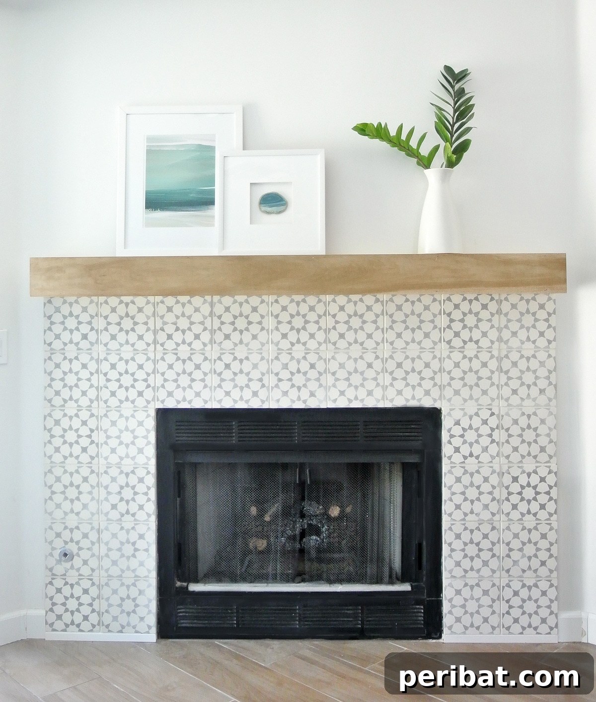 50 Smart DIY Home Improvement Hacks & Essential Products 14 Stunning DIY fireplace makeover, featuring updated tiles and a refreshed mantel, transforming the living room's central feature
