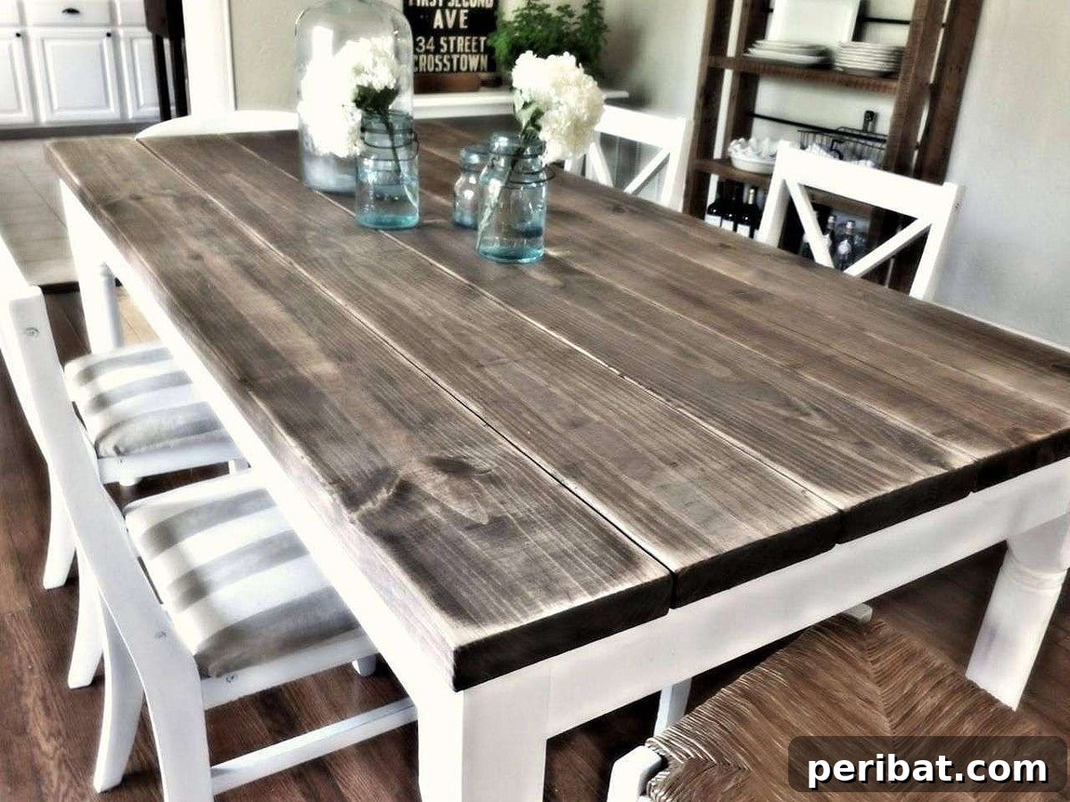 50 Smart DIY Home Improvement Hacks & Essential Products 16 Elegant DIY farmhouse table adorned with fresh flower vases, breathing new life into a dining room with its rustic charm