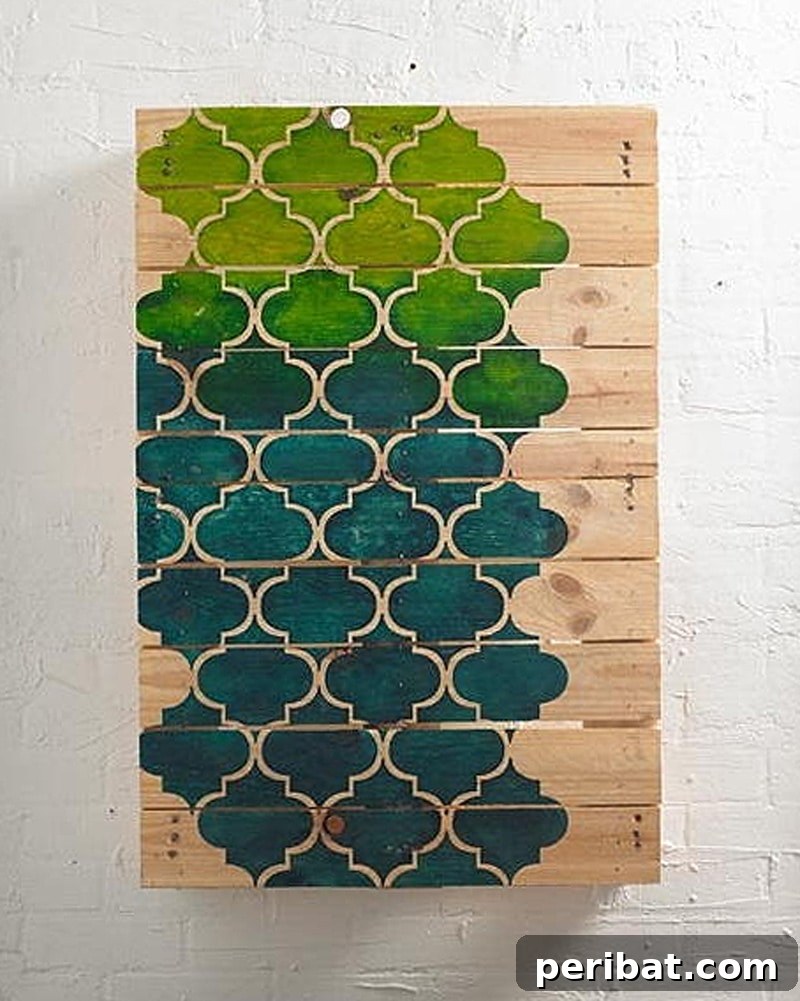 50 Smart DIY Home Improvement Hacks & Essential Products 40 Vibrant and beautiful pallet DIY wall art, showcasing a creative and eco-friendly way to add character and color to walls